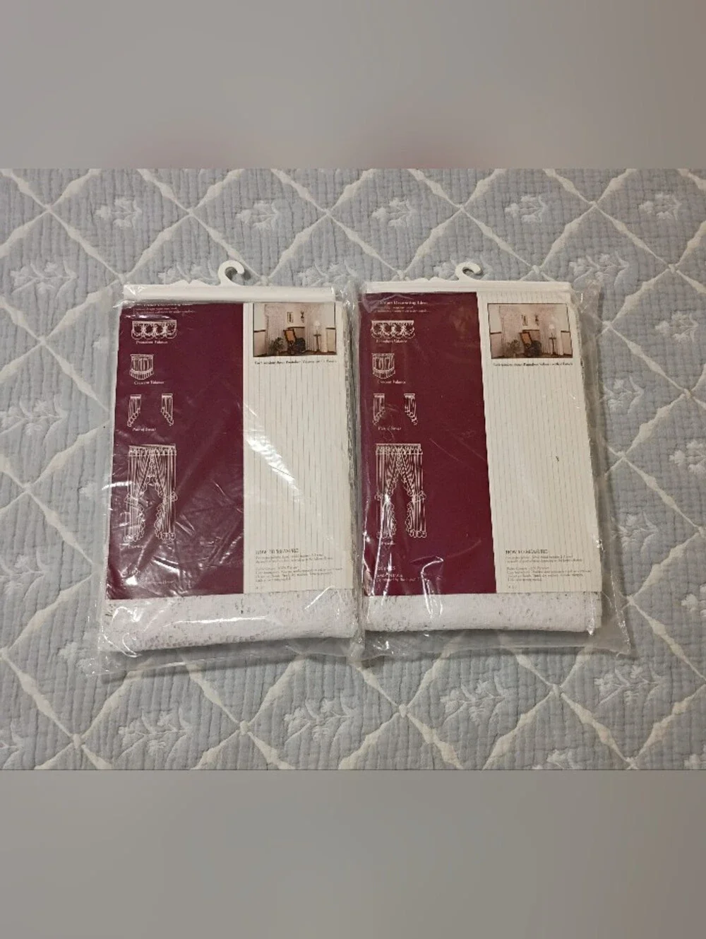 Vintage Burlington Jillian Lace White Curtain Panels Set